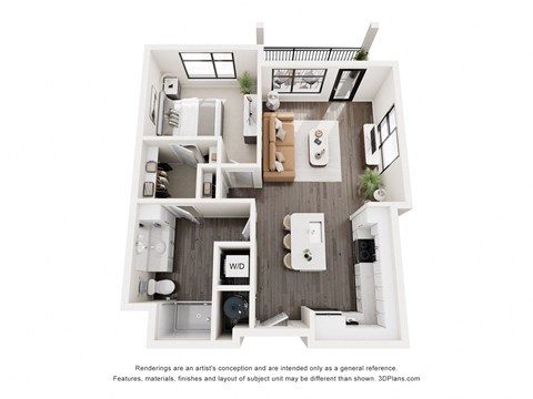 Floor plan for 1 bed, 1 bath, 756 sqft